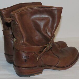 Frye Dorado Slouchy Buckled Tan Leather Boots